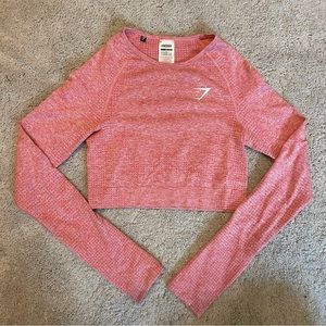 Pink Gymshark Vital Seamless Cropped Long Sleeve Top